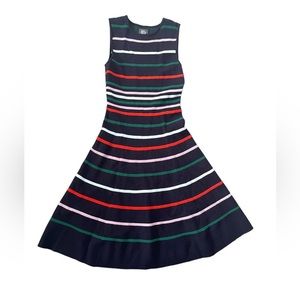 Vince Camuto Womens Sweater Dress Sz XS Fit & Flare Navy Blue Stripped